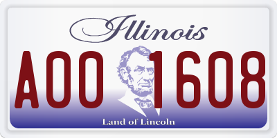 IL license plate A001608