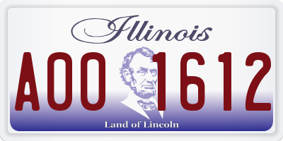 IL license plate A001612