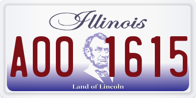 IL license plate A001615