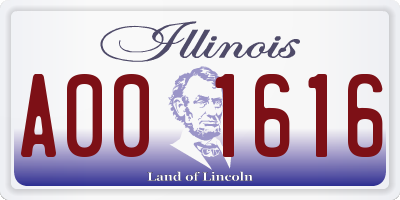 IL license plate A001616