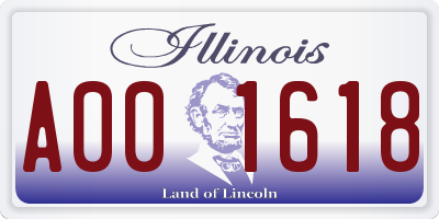 IL license plate A001618