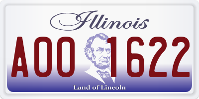 IL license plate A001622