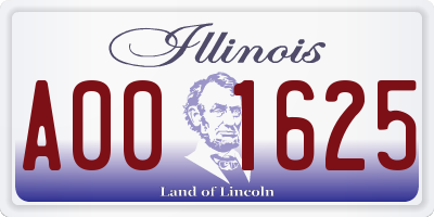 IL license plate A001625