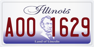 IL license plate A001629