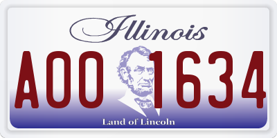 IL license plate A001634