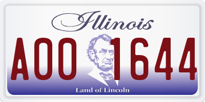 IL license plate A001644