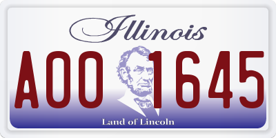 IL license plate A001645