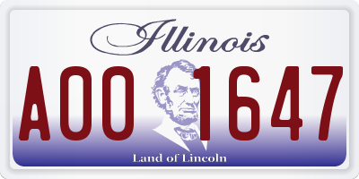 IL license plate A001647