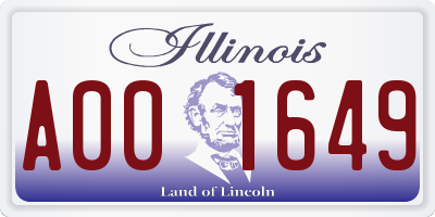 IL license plate A001649