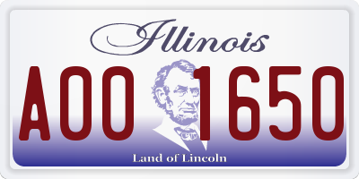 IL license plate A001650
