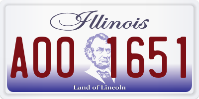 IL license plate A001651