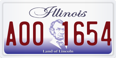 IL license plate A001654