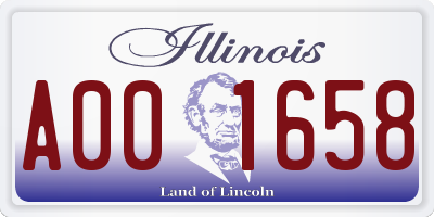 IL license plate A001658