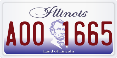 IL license plate A001665