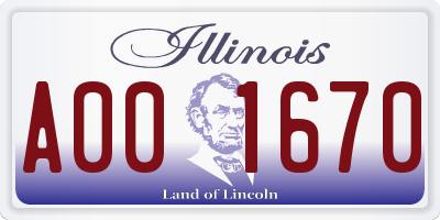 IL license plate A001670