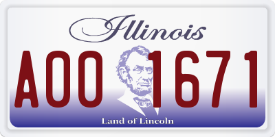 IL license plate A001671