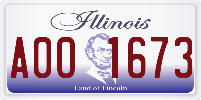 IL license plate A001673