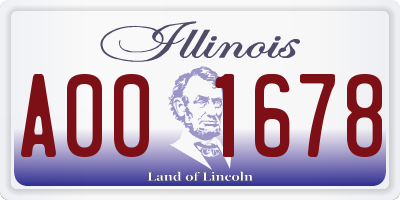 IL license plate A001678