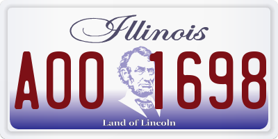 IL license plate A001698