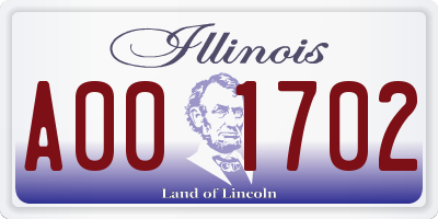 IL license plate A001702