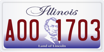 IL license plate A001703