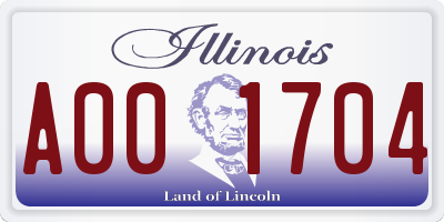 IL license plate A001704