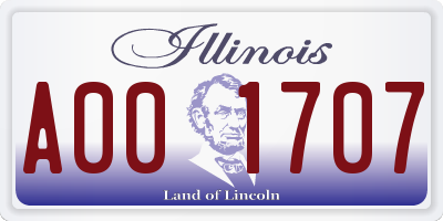 IL license plate A001707