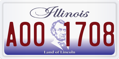 IL license plate A001708