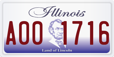 IL license plate A001716