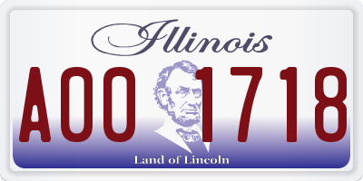 IL license plate A001718