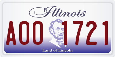 IL license plate A001721