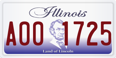 IL license plate A001725
