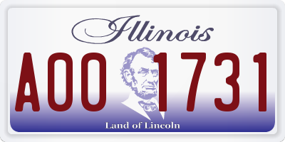 IL license plate A001731