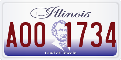 IL license plate A001734