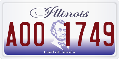 IL license plate A001749