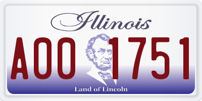 IL license plate A001751