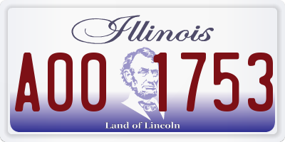 IL license plate A001753