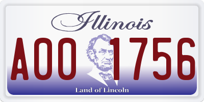 IL license plate A001756