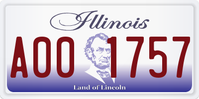 IL license plate A001757