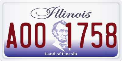 IL license plate A001758