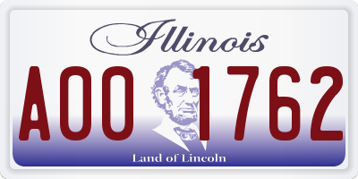 IL license plate A001762