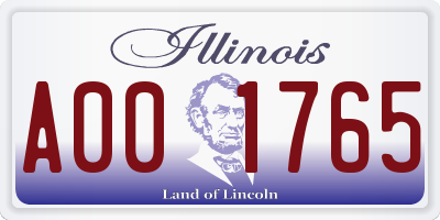 IL license plate A001765