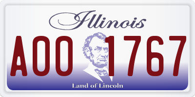 IL license plate A001767