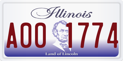 IL license plate A001774