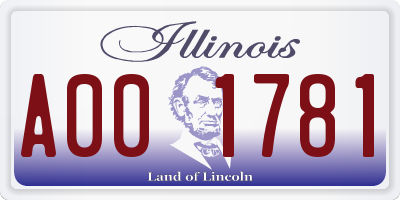 IL license plate A001781