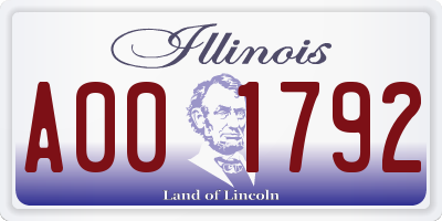 IL license plate A001792