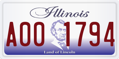 IL license plate A001794