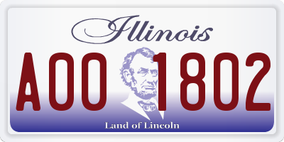 IL license plate A001802