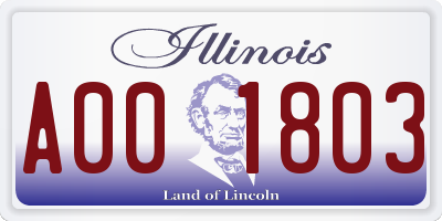 IL license plate A001803