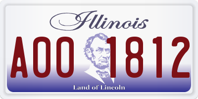 IL license plate A001812